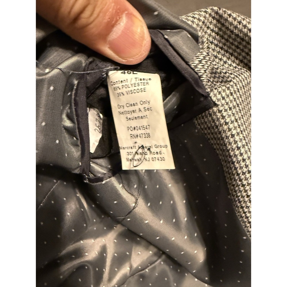 Tommy Hilfiger 46L Blazer Black White Houndstooth Sports Coat 2 Button Classic - Picture 5 of 11